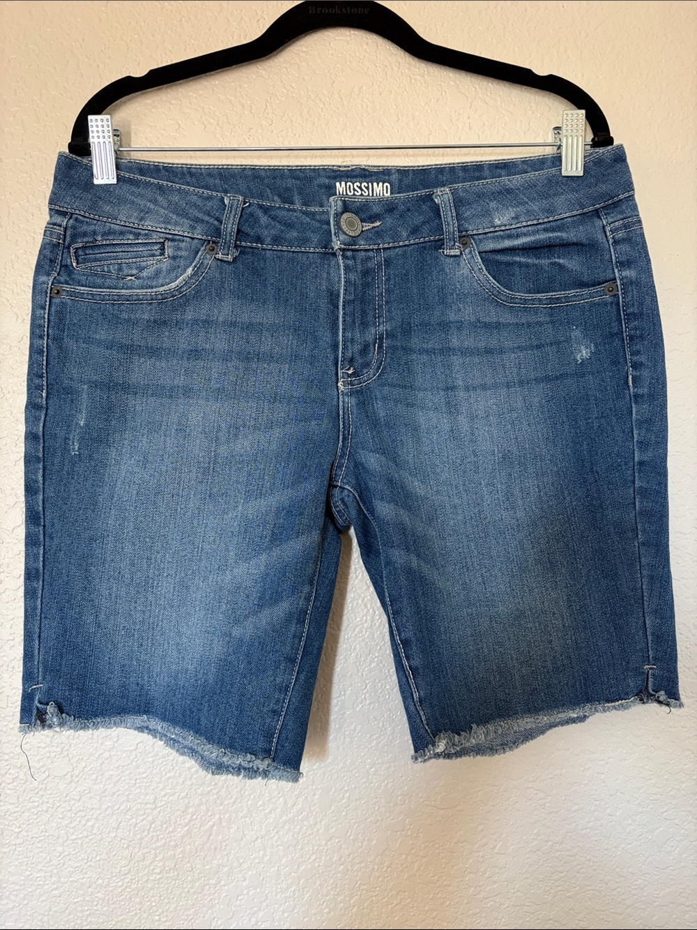 Mossimo Supply Co. Blue Frayed Hem Denim Bermuda Shorts